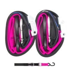 Kustom Heavy Duty Motorcycle Tie Downs Snap Hook Pair Black Pink