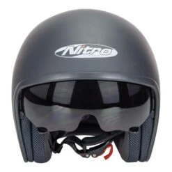 Nitro X606V Open Face Motorcycle Helmet Satin Black -Motorcycle Parts Store 85 110 09 4