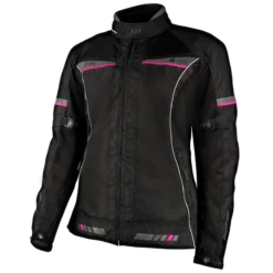 Motodry 4 Seasons Ladies Motorcycle Jacket Black Grey Magenta 24