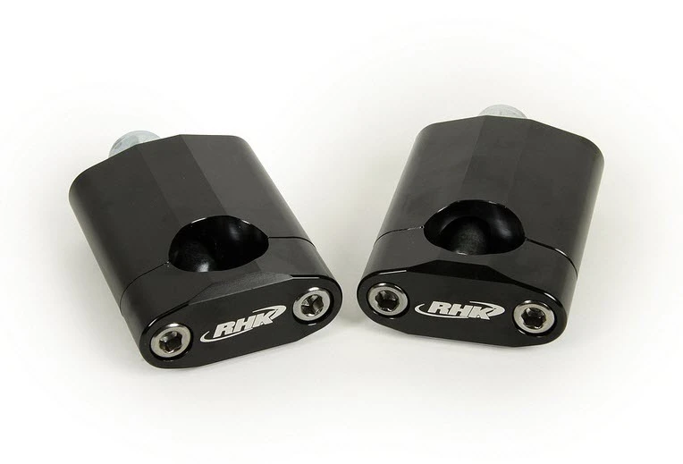 RHK Black Tapered Handlebar 60mm Riser Bar Clamps Rubber Type Mounts (10mm Bolts) 1 RHK Black Tapered Handlebar 60mm Riser Bar Clamps Rubber Type Mounts (10mm Bolts)
