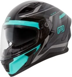 Rjays Apex Iii Ignite Motorcycle Road Helmet Black/Aqua
