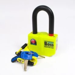 Oxford Boss 100DB Alarmed Motorcycle Disc Lock Yellow 14mm Pin -Motorcycle Parts Store WHI OXOF3 2