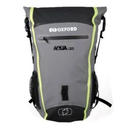 Oxford Aqua B25 Water Proof Motorcycle Back Pack Black Fluro Grey