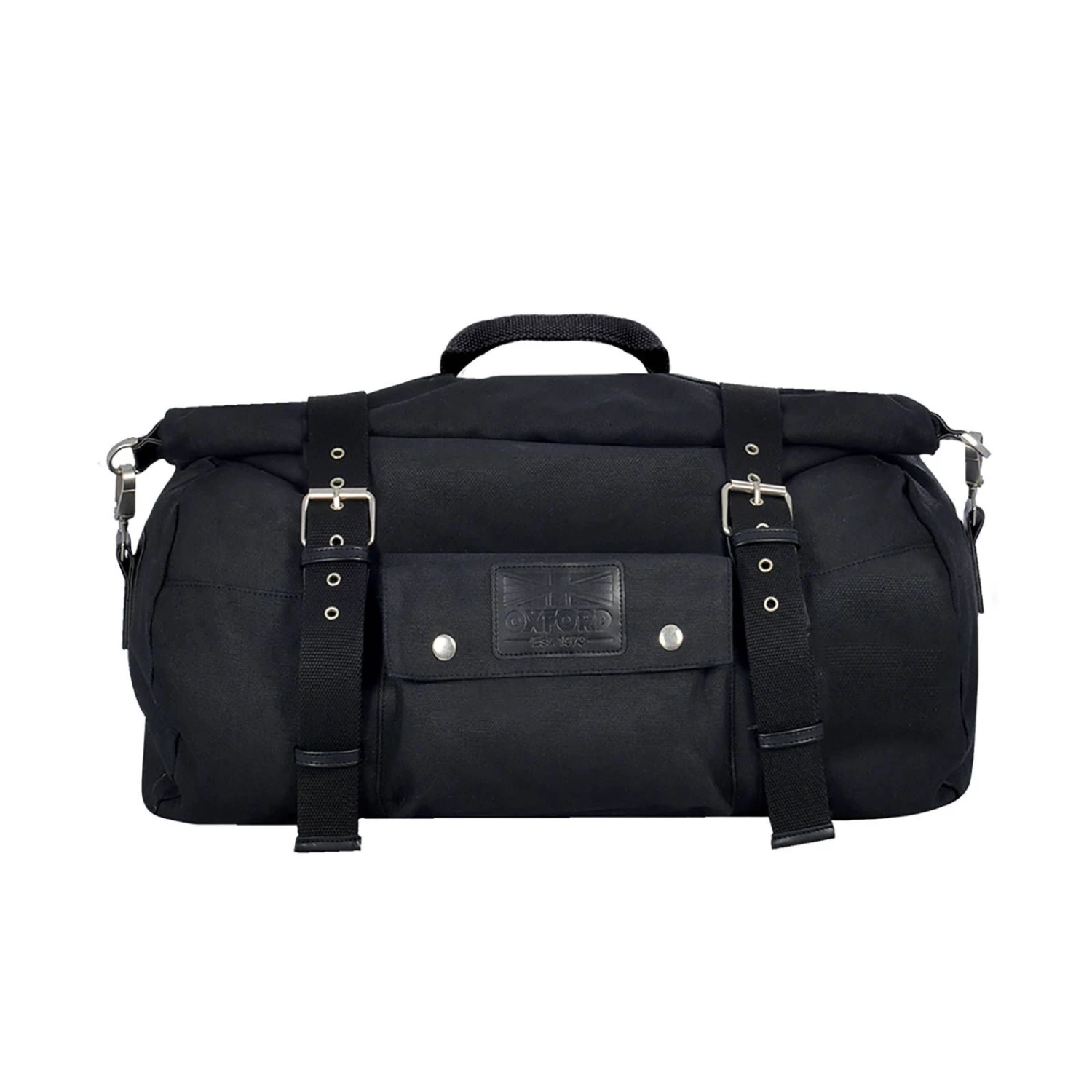 Oxford Heritage 20L Waxed Cotton Motorcycle Roll Bag Black 1 Oxford Heritage 20L Waxed Cotton Motorcycle Roll Bag Black