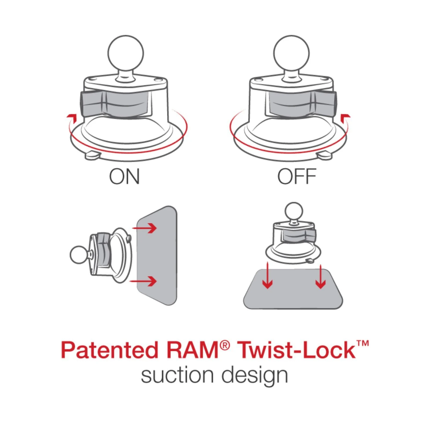 RAM MOUNTS Ram Motorcycle Twist-Lock Suction Cup Base With Ball Mount 2 RAM MOUNTS Ram Motorcycle Twist-Lock Suction Cup Base With Ball Mount - Image 2